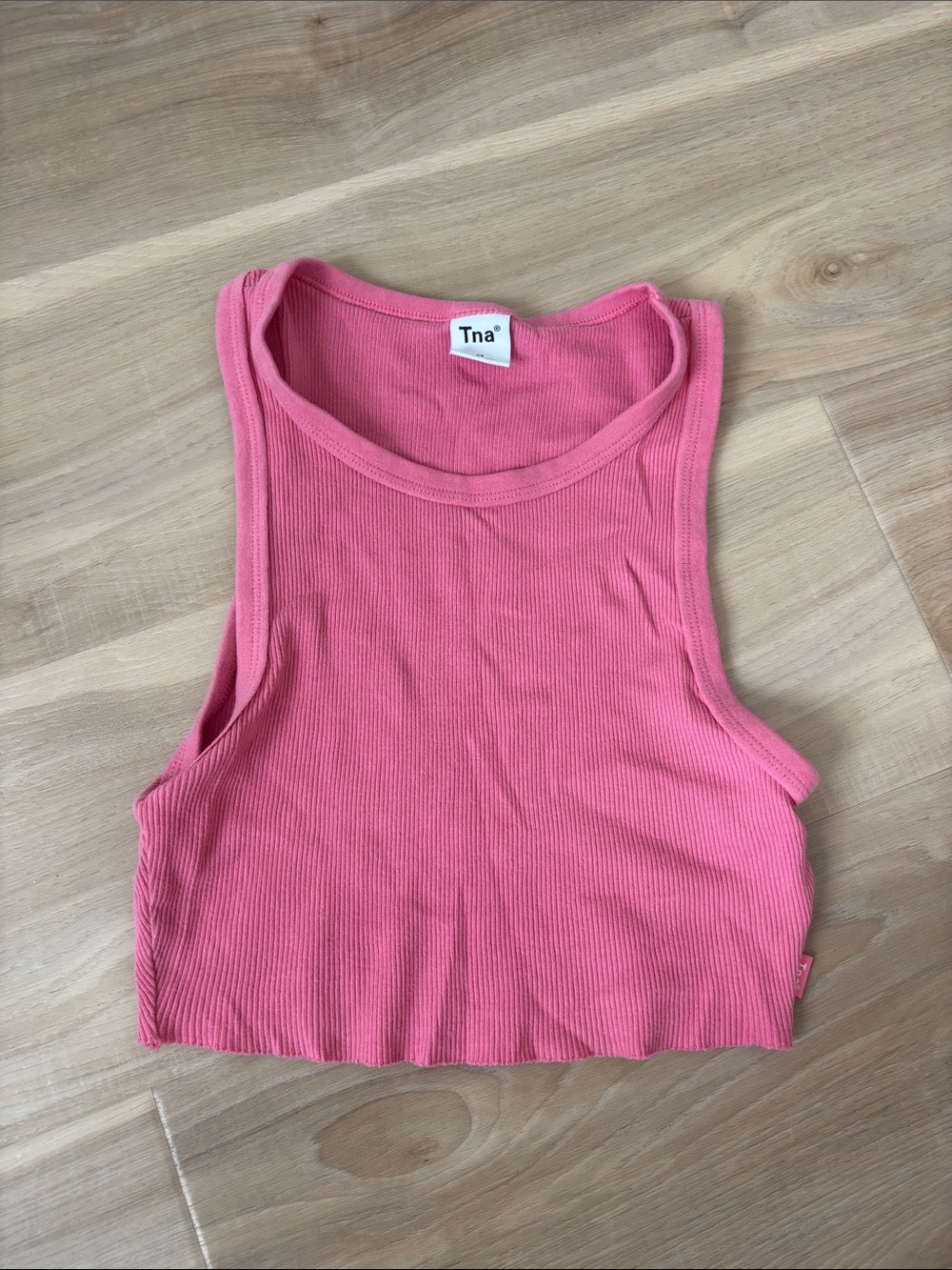 TNA Pink Ribbed Crop Tank